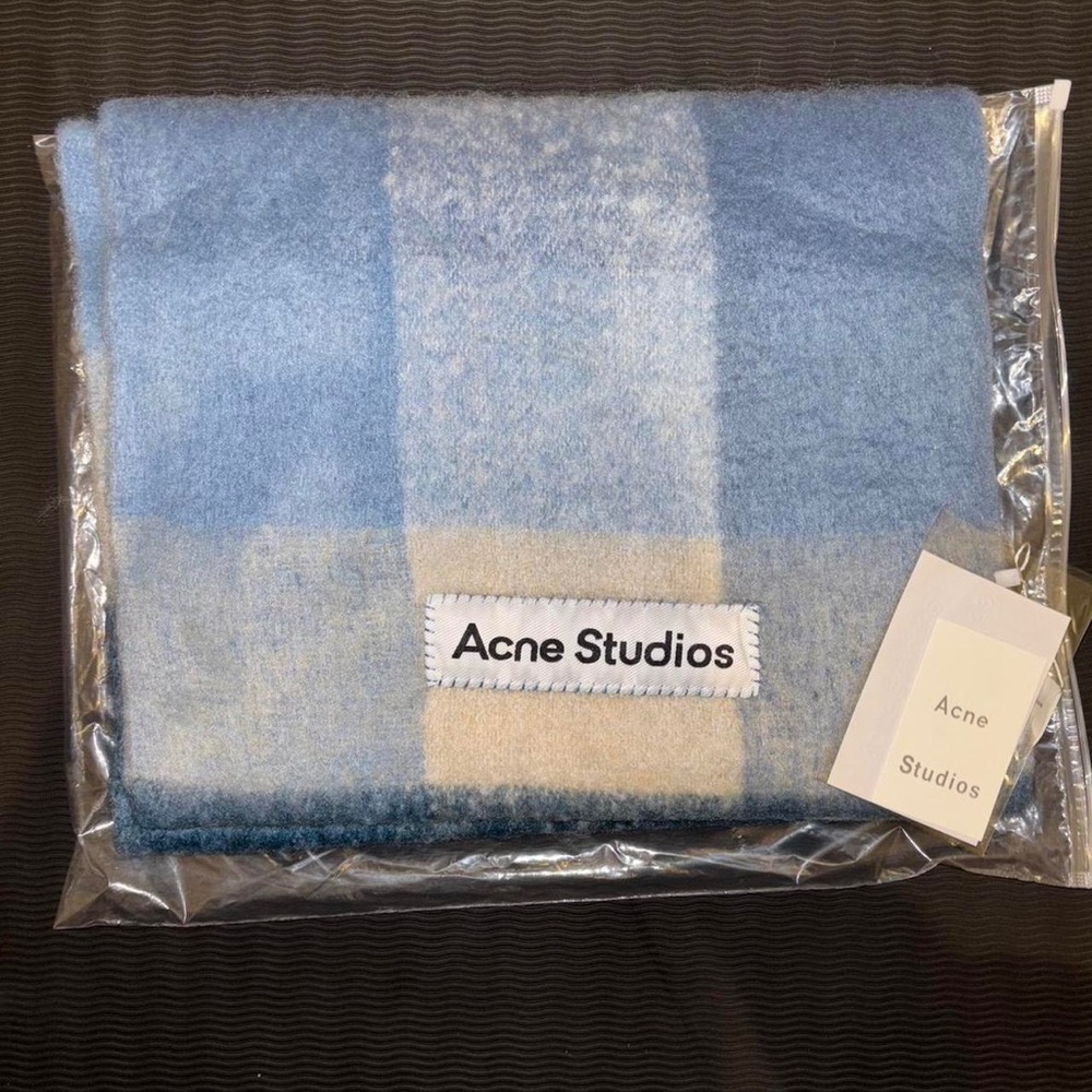 Acne Studios Blue and Cream Scarf